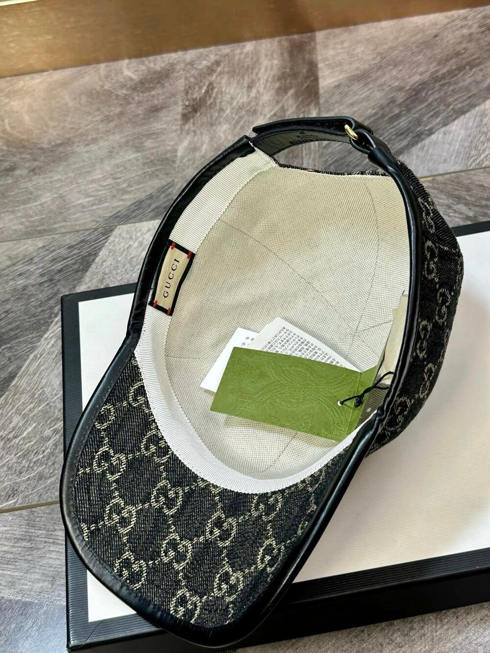 Gucci GG Denim Baseball Cap with Leather Trim - Picture 4 of 4